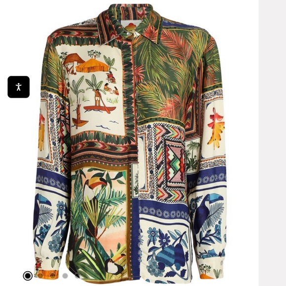 Farm Rio Scarf Print Button-Down Shirt - Picture 1 of 5